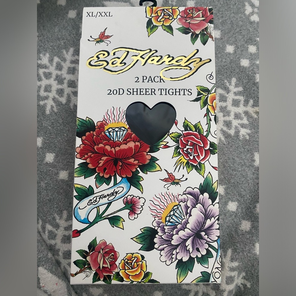 Ed Hardy 2 pack XL sheer tights
